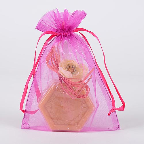 Fuchsia  - Organza Bags - ( 6x15 Inch - 6 Bags ) BBCrafts.com