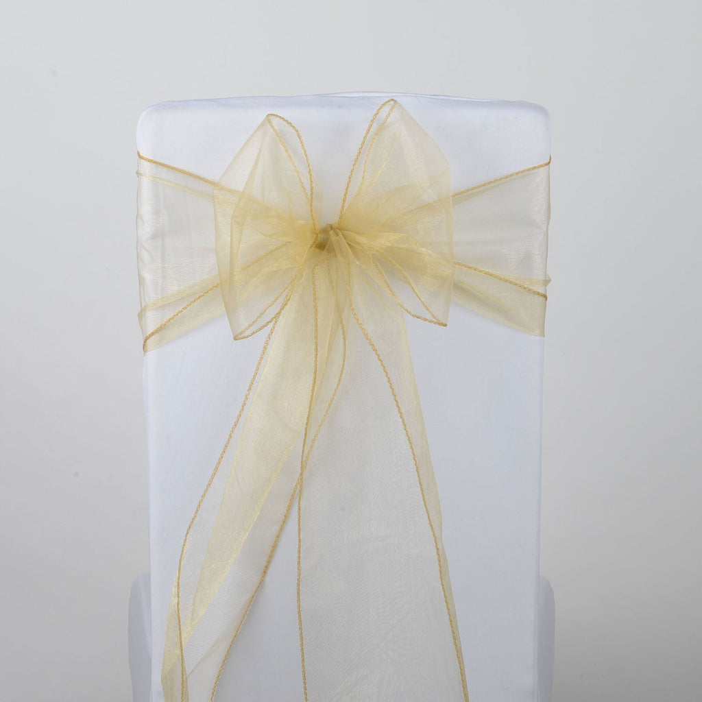 Organza Chair Sash Old Gold ( Pack of 10 Piece - 8 inches x 108