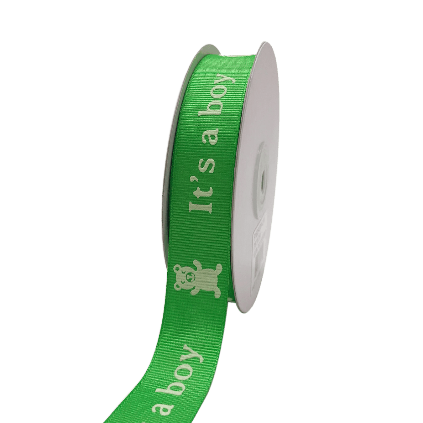 Green - It's a boy - Grosgrain Ribbon Baby Design ( W: 7/8 Inch | L: 25 Yards ) BBCrafts.com