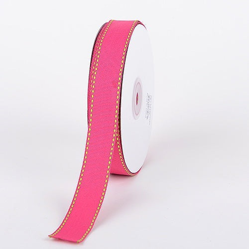 Grosgrain Ribbon Stitch Design Fuchsia with Apple Stitch ( 5/8 Inch | 25 Yards ) BBCrafts.com