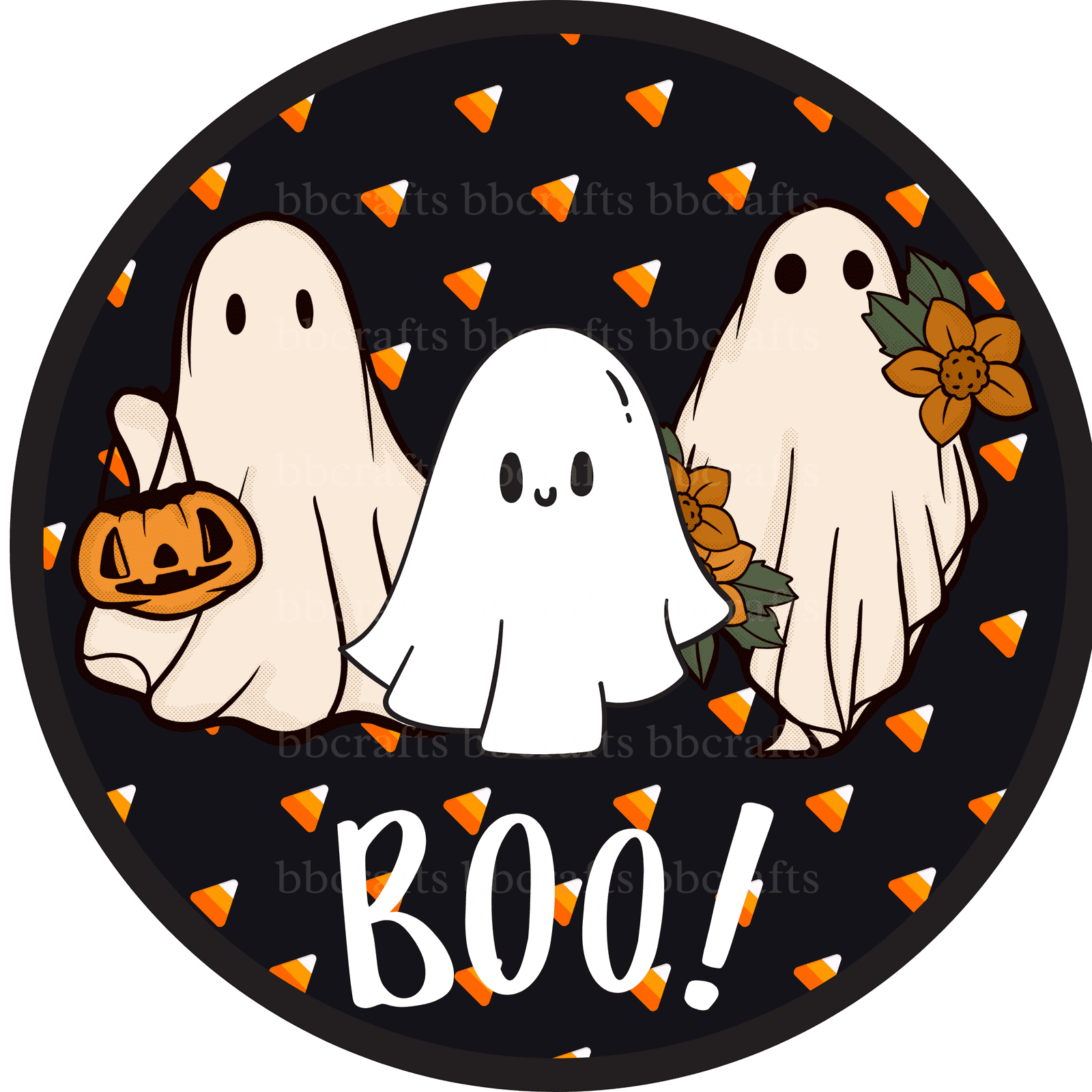 Halloween Metal Sign: BOO! TIME - Wreath Accents - Made In USA BBCrafts.com