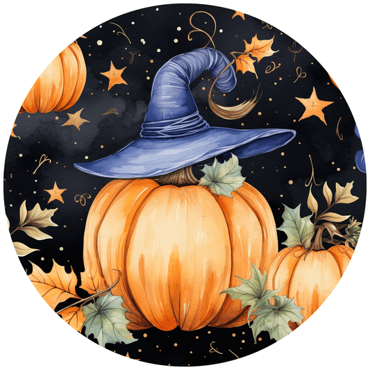 Halloween Metal Sign: PUMPKIN WITCH HAT - Made In USA - BBCrafts.com