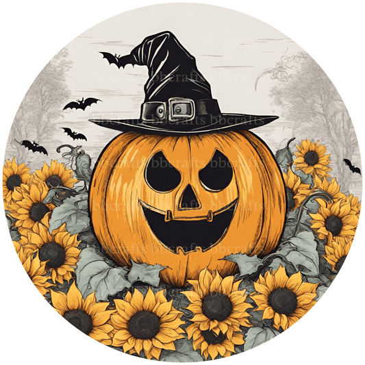 Halloween Metal Sign: WICKED PUMPKIN - Wreath Accent - Made In USA BBCrafts.com