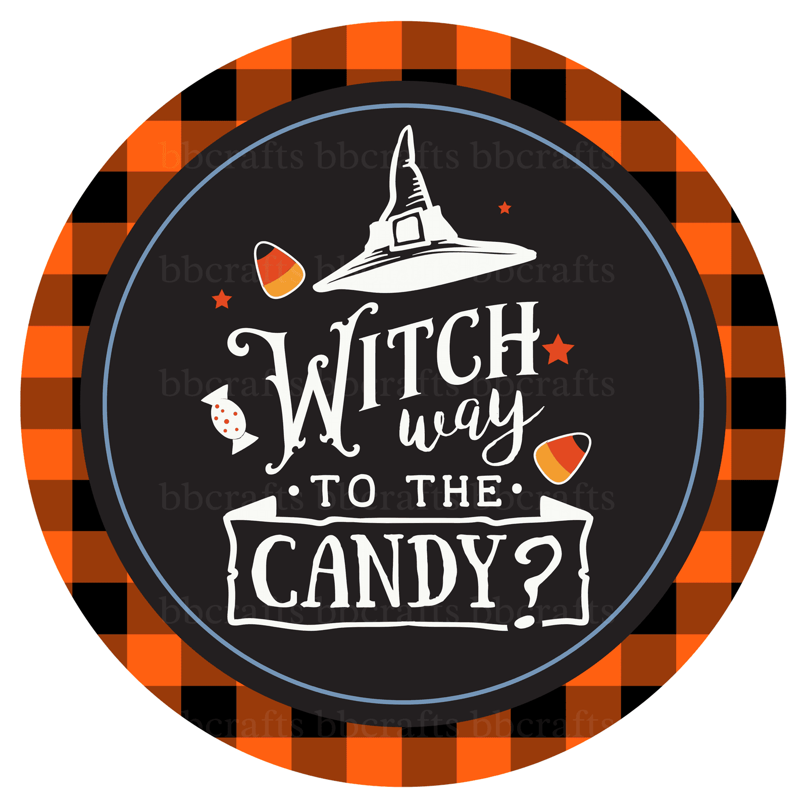 Halloween Metal Sign: WITCH WAY TO THE CANDY - Wreath Accents - Made In USA BBCrafts.com