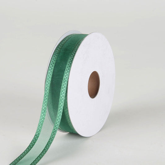 Hunter Green - Organza Check Edge Ribbon - ( 7/8 Inch | 25 Yards ) BBCrafts.com