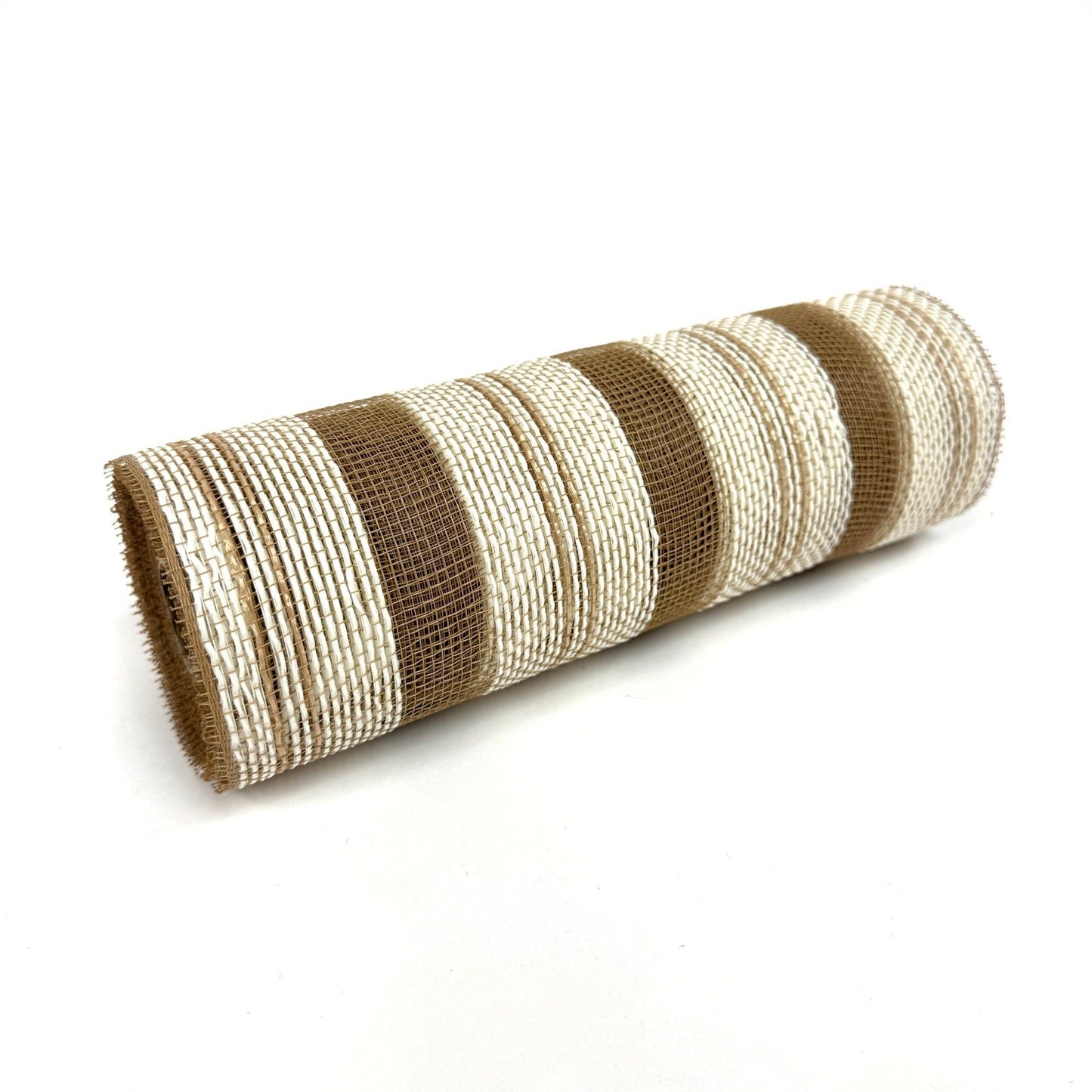 Jute Burlap Natural Ivory Burlap Stripes Mesh - (10 Inch x 10 Yards) BBCrafts.com