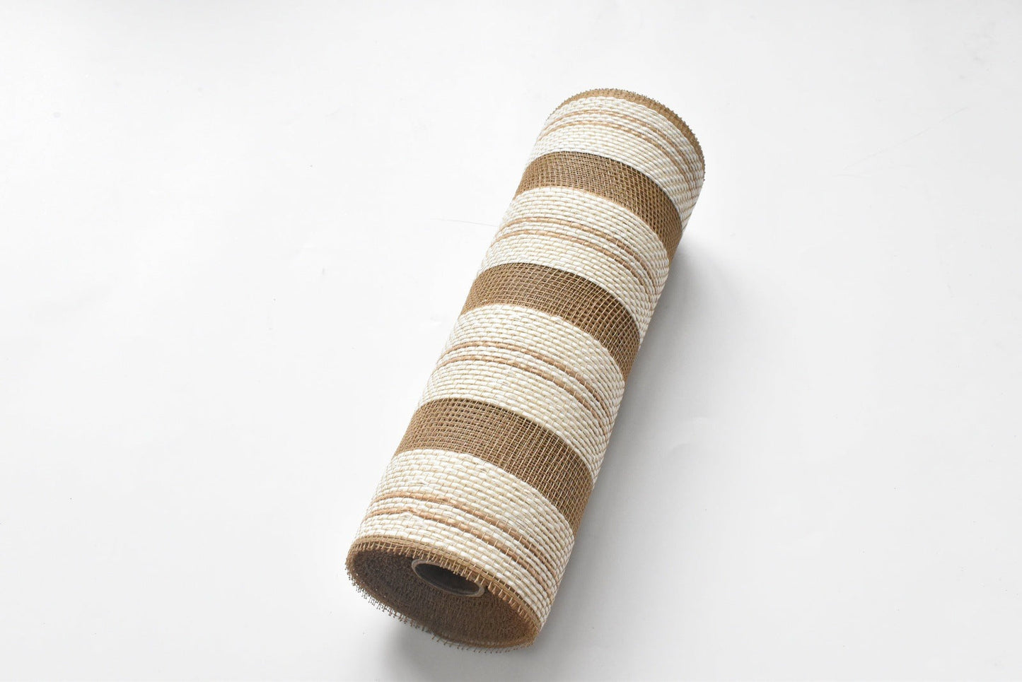 Jute Burlap Natural Ivory Burlap Stripes Mesh - (10 Inch x 10 Yards) BBCrafts.com