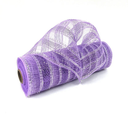 Lavender - Deco Mesh Eyelash Metallic Stripes - (10 Inch x 10 Yards) BBCrafts.com