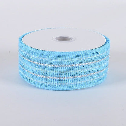 Light Blue - Laser Metallic Mesh Ribbon - ( 2 - 1/2 Inch x 25 Yards ) BBCrafts.com