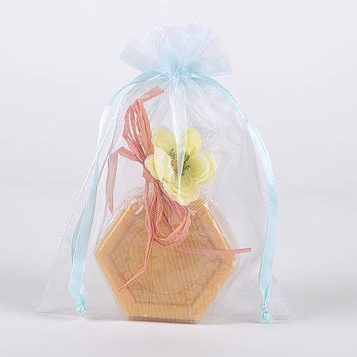 Light Blue  - Organza Bags - ( 6 x 9 Inch - 10 Bags ) BBCrafts.com