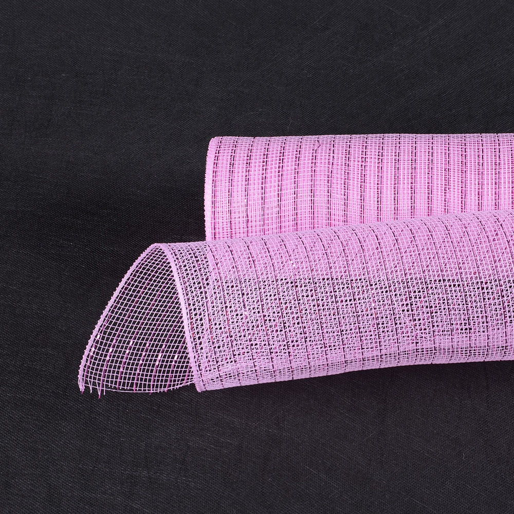 Light Pink - Deco Mesh Wrap Metallic Stripes - ( 10 Inch x 10 Yards ) BBCrafts.com