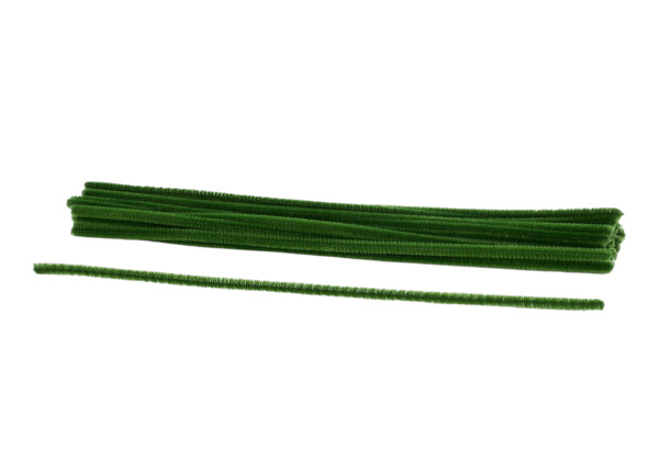 12 Inch L x 6mm - Moss Green Chenille Stems - 25Ea/Bag