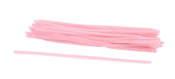 12 Inch L x 6mm - Rose Pink Chenille Stems - 25Ea/Bag