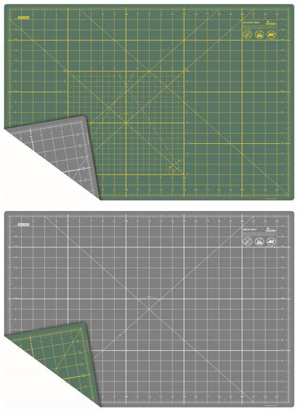 25"L x 19"W Green Yellow Grey and White - Rotary Cutting Mat