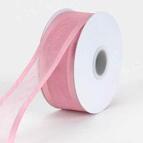 Mauve - Organza Ribbon Two Striped Satin Edge - ( 1 - 1/2 Inch | 25 Yards ) BBCrafts.com