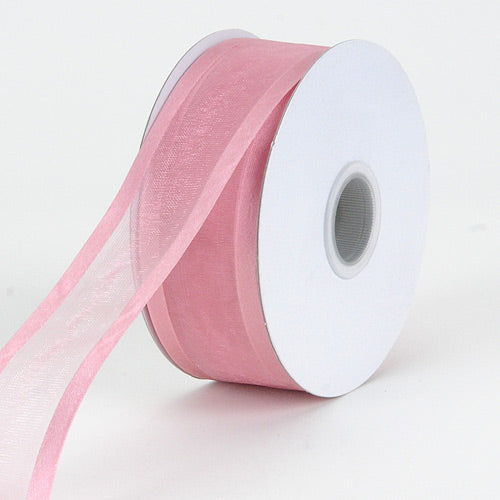 Mauve - Organza Ribbon Two Striped Satin Edge - ( W: 3/8 Inch | L: 25 Yards ) BBCrafts.com