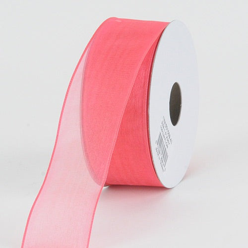 Melon - Organza Ribbon Thin Wire Edge 25 Yards - ( W: 5/8 Inch | L: 25 Yards ) BBCrafts.com