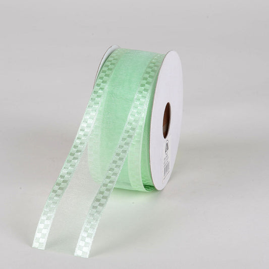 Mint - Organza Check Edge Ribbon - ( 7/8 Inch | 25 Yards ) BBCrafts.com