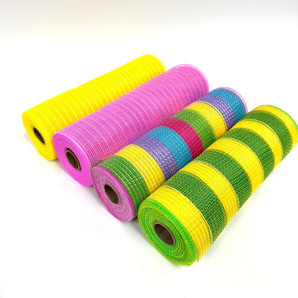 Mesh Fabric Set Wholesale Deco Mesh BBCrafts   Multi Color Poly Deco Mesh Set Pack Of 4 Rolls 10 Inch X 10 Yards Each BBCrafts Com 2371 600x 