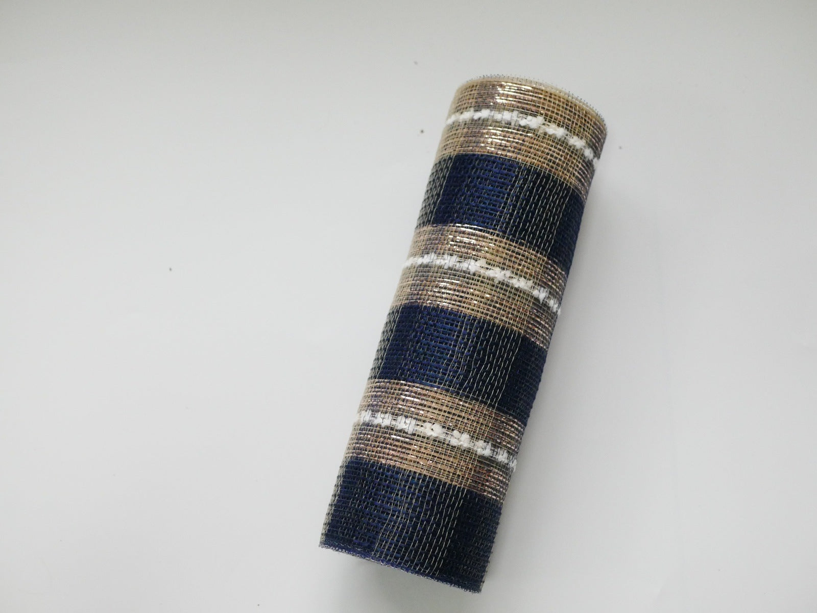 Natural Burlap Navy Stripe Deco Mesh - Holiday Floral Deco Mesh - ( 10 Inch x 10 Yards ) BBCrafts.com