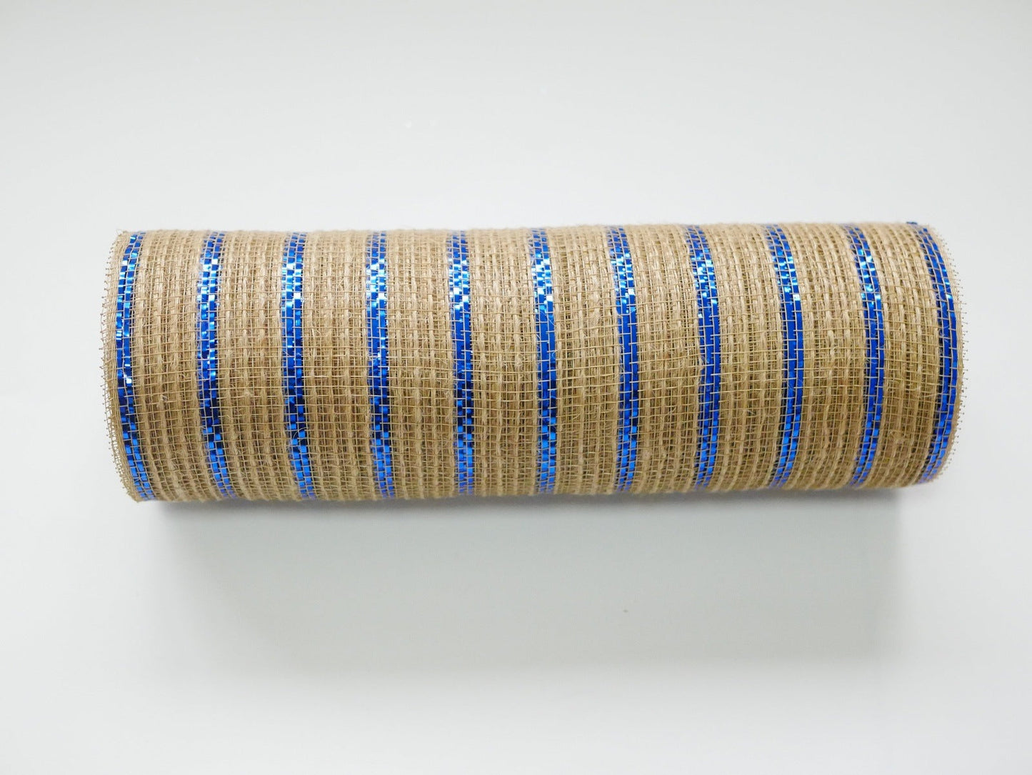 Natural Burlap Royal Metallic Stripe Deco Mesh - Holiday Floral Deco Mesh - ( 10 Inch x 10 Yards ) BBCrafts.com