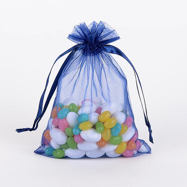 Navy Blue - Organza Bags - ( 5 x 6.5-7 Inch - 10 Bags ) BBCrafts.com