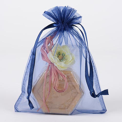 Navy Blue - Organza Bags - ( 6x15 Inch - 10 Bags ) BBCrafts.com