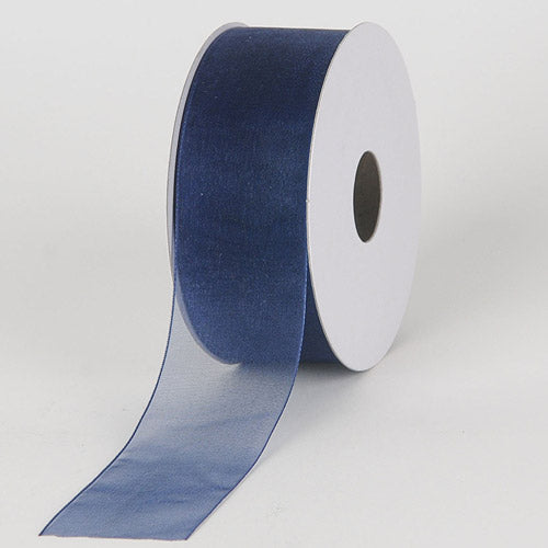 Navy - Sheer Organza Ribbon - ( 7/8 Inch | 25 Yards ) BBCrafts.com