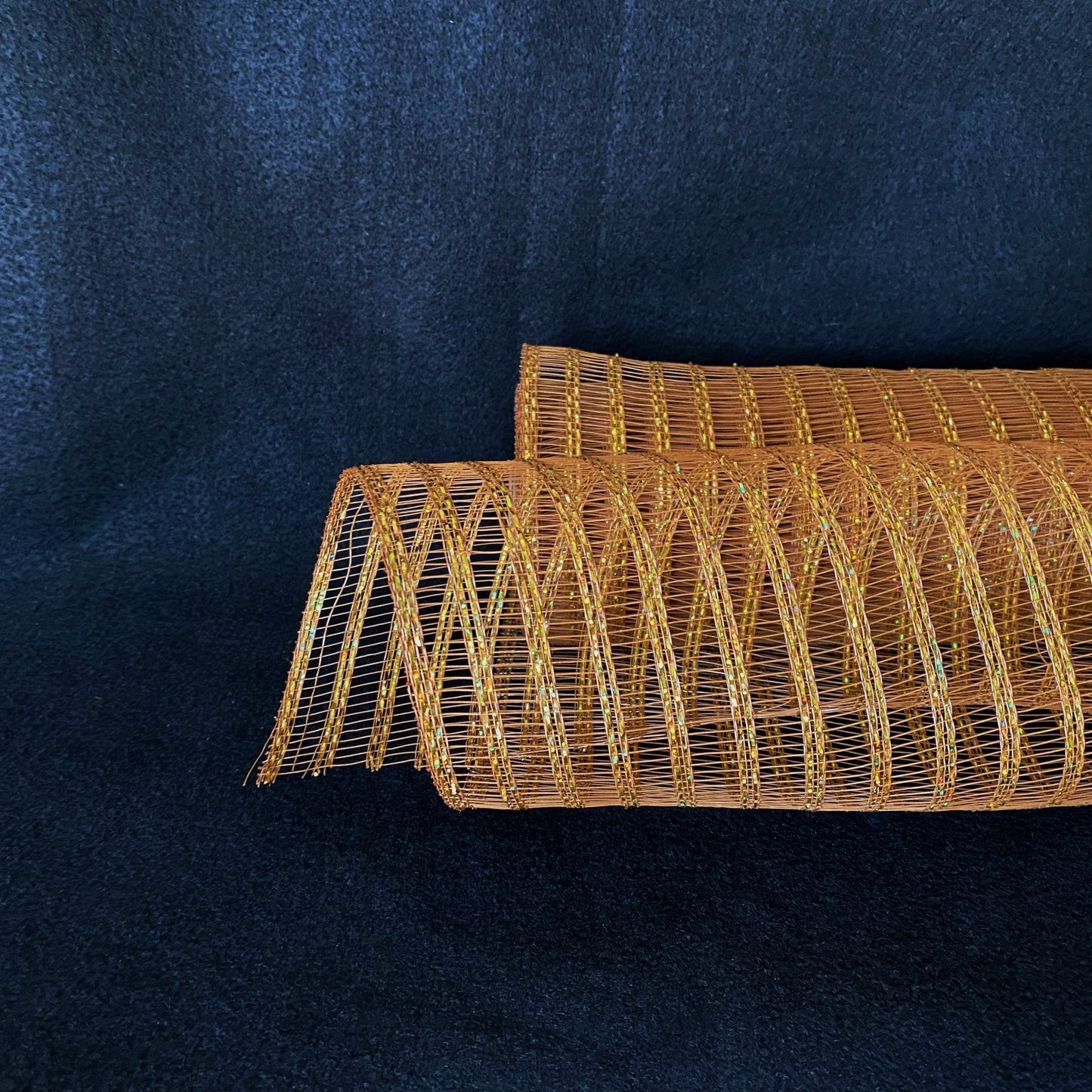 Old Gold - Deco Mesh Laser Eyelash - (10 Inch x 10 Yards) BBCrafts.com