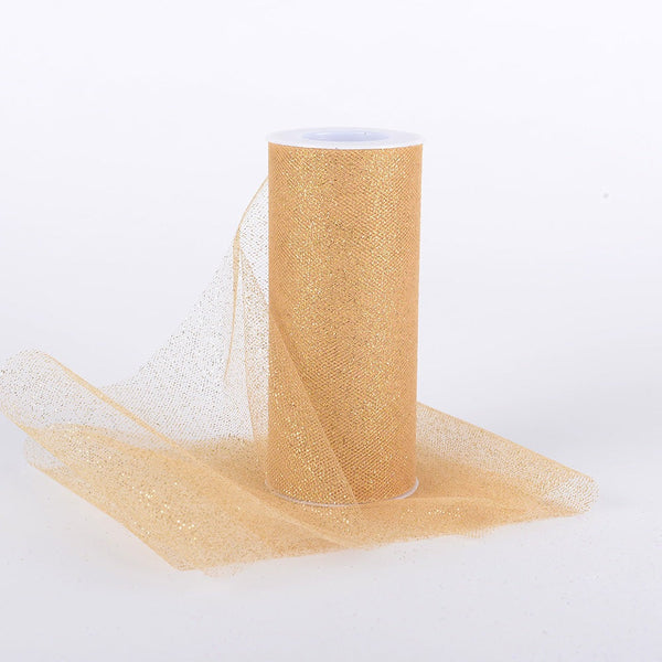 Tableclothsfactory 6 inch x 100 Yards Gold Tulle Fabric Bolt