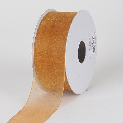 Old Gold - Sheer Organza Ribbon - ( 5/8 Inch | 25 Yards ) BBCrafts.com