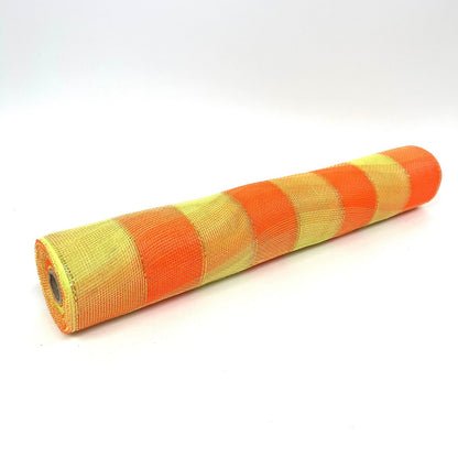 Orange Green - Floral Mesh Wrap Two Color Design - ( 21 Inch x 10 Yards ) BBCrafts.com