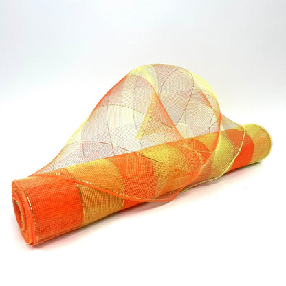 Orange Green - Floral Mesh Wrap Two Color Design - ( 21 Inch x 10 Yards ) BBCrafts.com