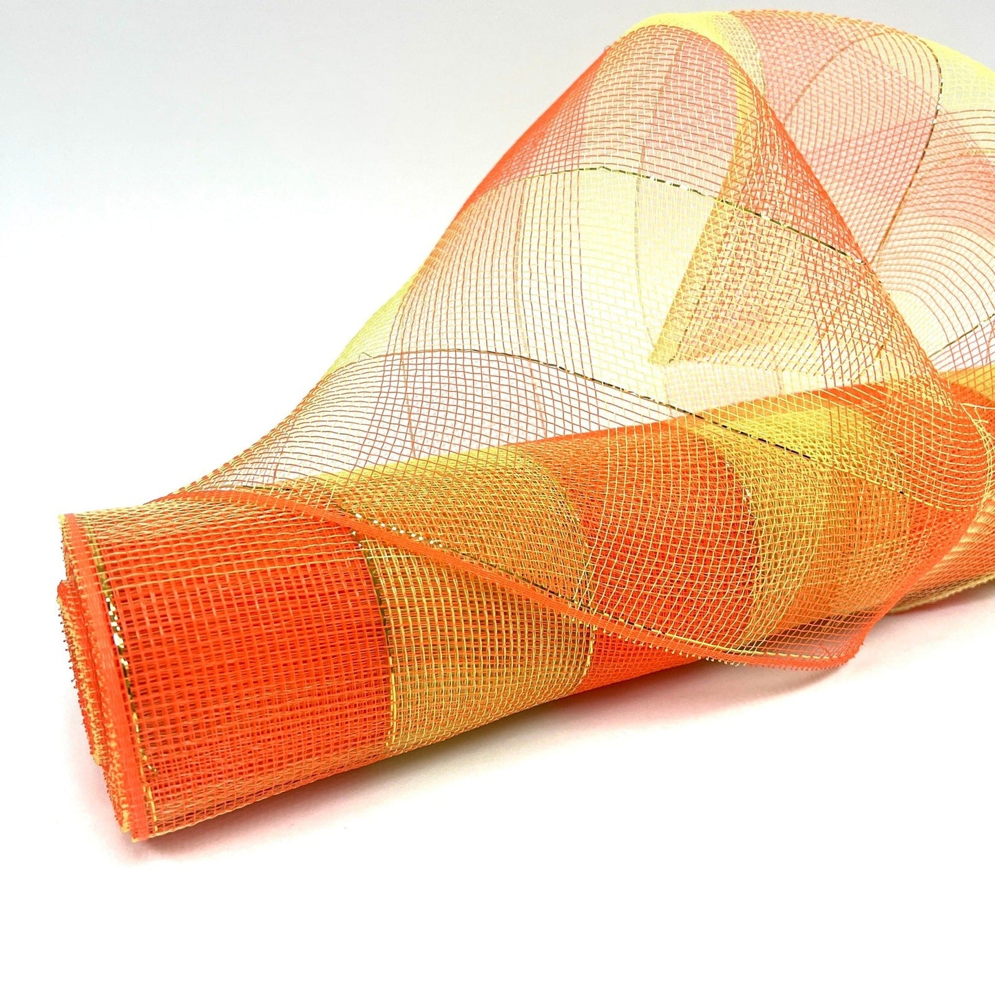 Orange Green - Floral Mesh Wrap Two Color Design - ( 21 Inch x 10 Yards ) BBCrafts.com