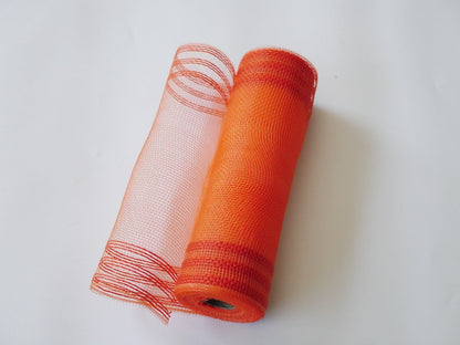 Orange with Orange Stripes Deco Mesh - Holiday Floral Deco Mesh - ( 10 Inch x 10 Yards ) BBCrafts.com