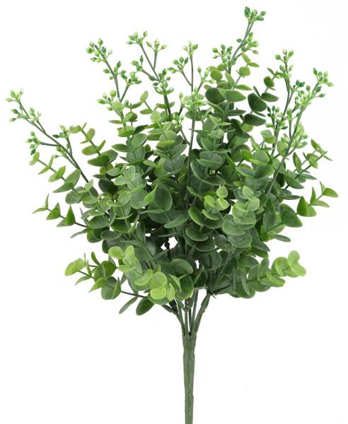 TT Green/Ivory - Seeded Eucalyptus Bush X 7 - 14 Inch L