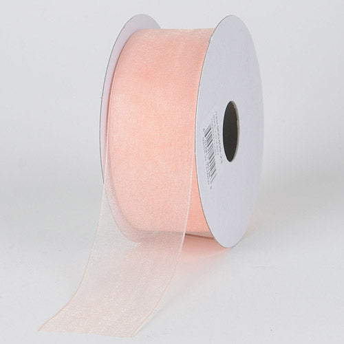 Peach - Organza Ribbon Thin Wire Edge 25 Yards - ( 2 - 1/2 Inch | 25 Yards ) BBCrafts.com