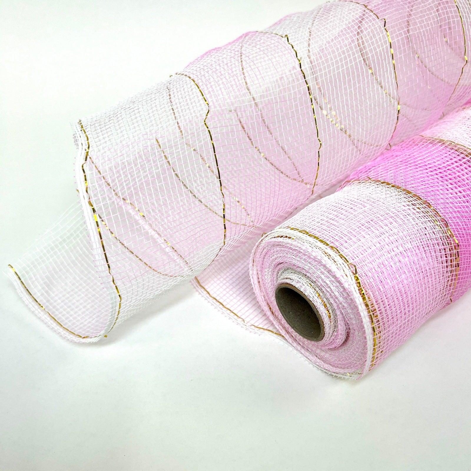 Pink White - Christmas Mesh Wraps - ( 21 Inch x 10 Yards ) BBCrafts.com