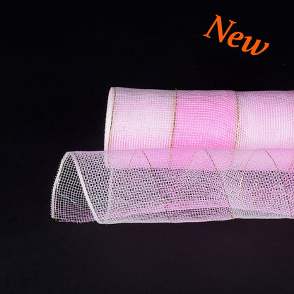 Pink White - Christmas Mesh Wraps - ( 21 Inch x 10 Yards ) BBCrafts.com