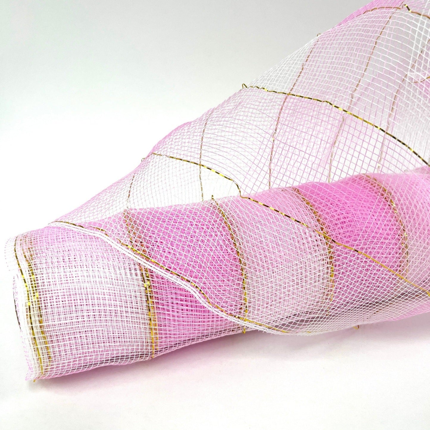 Pink White - Christmas Mesh Wraps - ( 21 Inch x 10 Yards ) BBCrafts.com