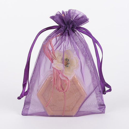 Plum- Organza Bags - ( 6x15 Inch - 10 Bags ) BBCrafts.com