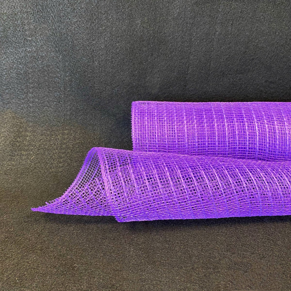 Purple Deco Mesh with Burlap Stripes - 10 Inch x 10 Yards