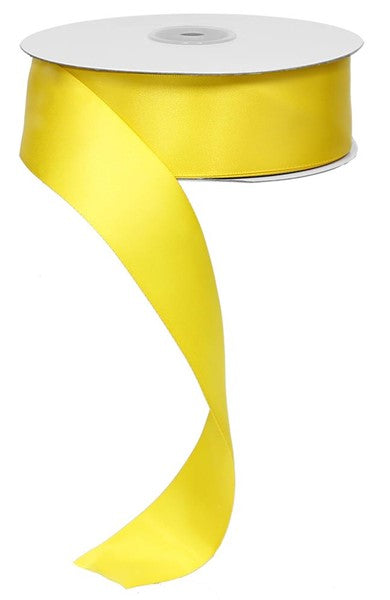 Yellow Unwired Double Face Satin Ribbon 1-1/2 Inch x 50 Yards