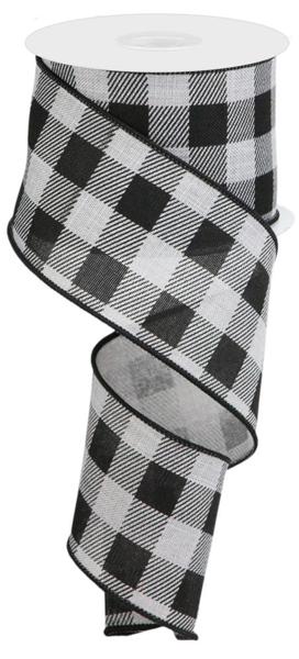 Light Grey/Black - Striped Check On Royal Ribbon - 2.5 Inch x 10 Yards