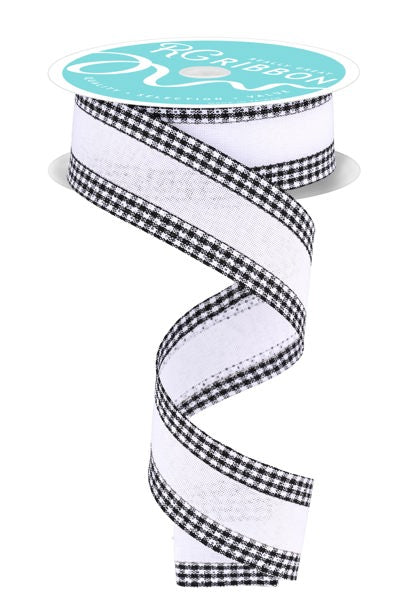 White/Black - Faux Royal Burlap Gingham Ribbon - 1.5 Inch x 10 Yards