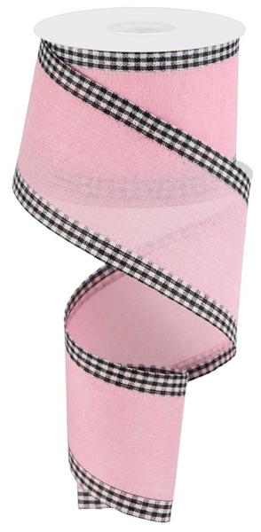 Light Pink/Black/White - Royal Burlap Gingham Edge Ribbon - 2-1/2 Inch x 10 Yards