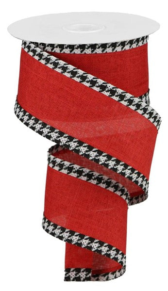 Red/Black/White - Royal Burlap Houndstooth Ribbon - 2-1/2 Inch x 10 Yards