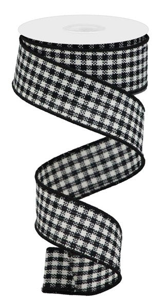 1-1/2 Inch x 10 Yards Black/White Woven Mini Check Ribbon