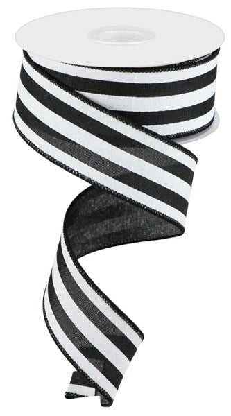 Black/White - Vertical Stripe Ribbon - 1.5 Inch x 10 Yards