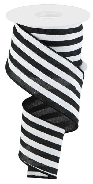 2-1/2 Inch x 10 Yards Black/White Vertical Stripe Ribbon